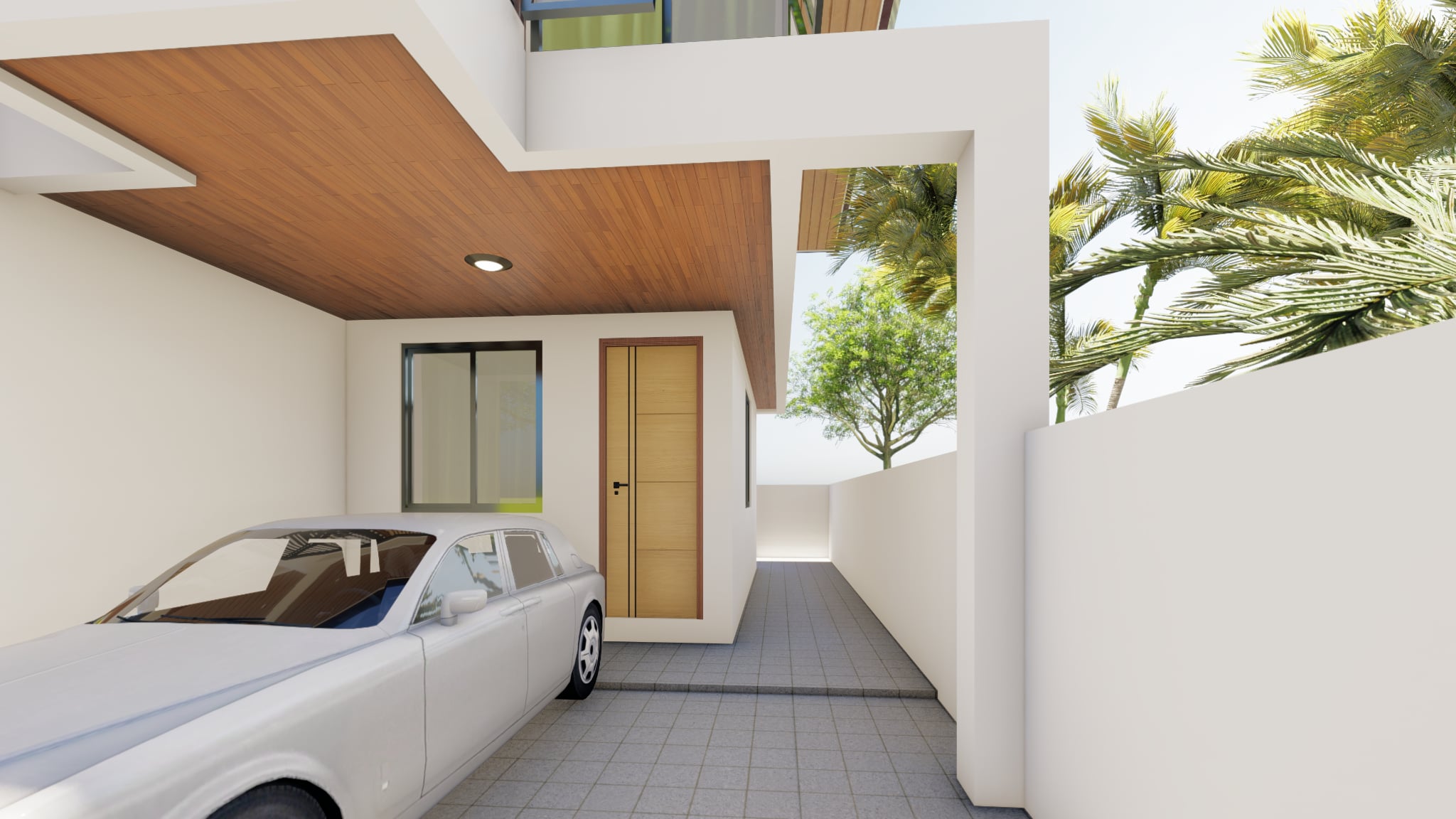 Covered carport entrance